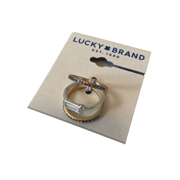 Delicate Pave Ring Stack in Matte Tones of Silver & Gold. - Picture 3 of 5